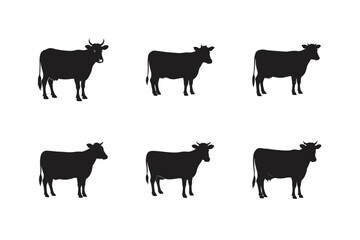 cow graphic icon  cow black silhouette isolated vector art