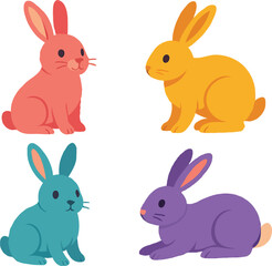 Fototapeta premium set of colorful rabbits