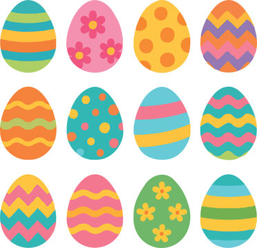 colorful easter eggs vector 