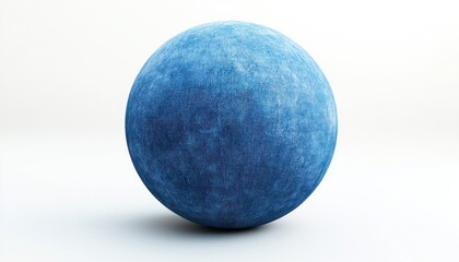 A single blue textured sphere centered on a white background casting a soft shadow beneath itself