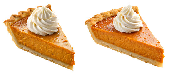 Pumpkin pie slices with whipped cream