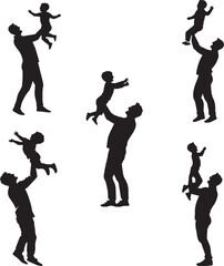 Father and Child Silhouette Playing Vector Illustration