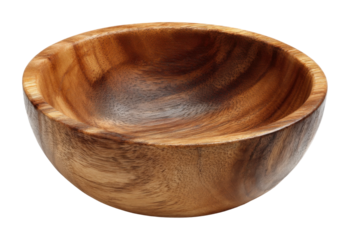 Handcrafted wooden bowl display kitchen product rustic artisan craft isolated on transparent background