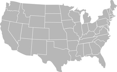 vector of grey color USA map on white background
