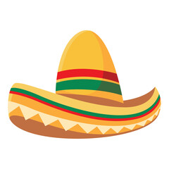 Vector Illustration of a Traditional Mexican Sombrero Hat on White Background