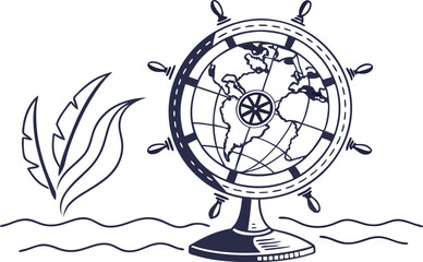 globe with compass