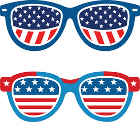 American flag sunglasses vector, 4th of july glasses vector illustration