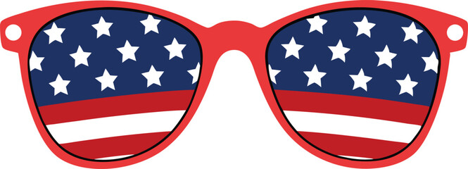 American flag sunglasses vector, 4th of july glasses vector illustration