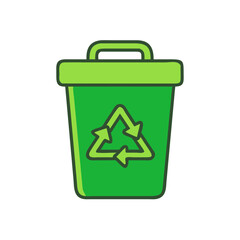 Green recycling bin illustration, for eco-friendly designs