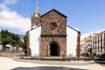 View of the Funchal Cathedral (Sé do Funchal) in the city of Funchal. Madeira island, Portugal