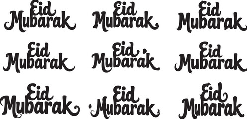 Obraz premium Silhouette Collection Set of Eid Mubarak Calligraphy Illustration