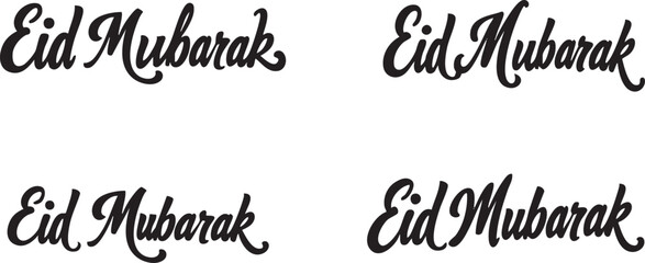 Silhouette Collection Set of Eid Mubarak Calligraphy Illustration