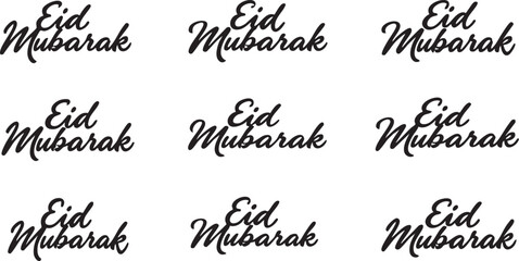 Silhouette Collection Set of Eid Mubarak Calligraphy Illustration