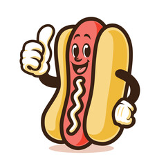 Happy Smile Thumb Up Hotdog Mascot Vector Design.eps