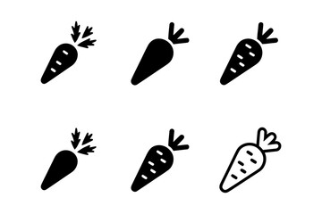 Collection of six carrot icon variations