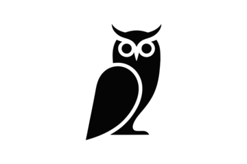 Fotobehang Uiltjes Stylized black owl with pointed ears icon  © Jibongfx