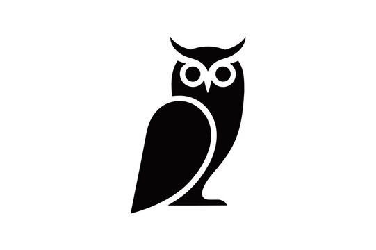 Stylized black owl with pointed ears icon