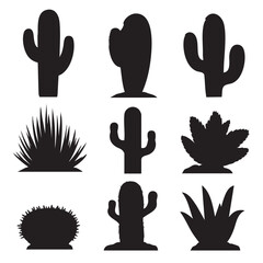 Cactus silhouette set, Black & White silhouette set