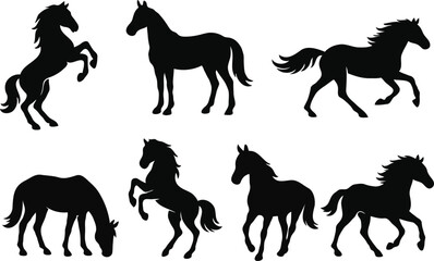 set of horse silhouettes