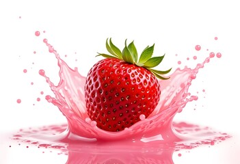 strawberry falling into water