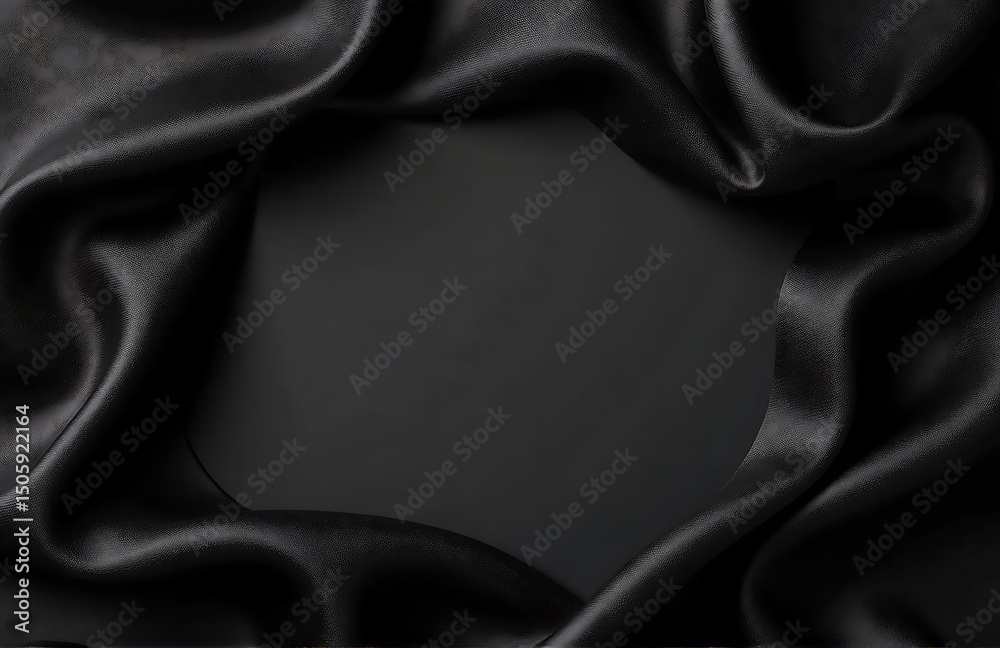 Aufkleber dark elegant background made black silk satin allows clean flat lay table top design space add text
