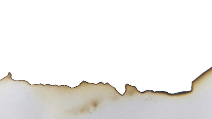 Empty old torn burnt piece of paper with blank space on top