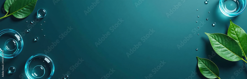 Leinwandbilder dark teal background features web header blue green water elements space additional design