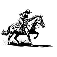 Horse and Rider Vector Illustration Black Outline SVG