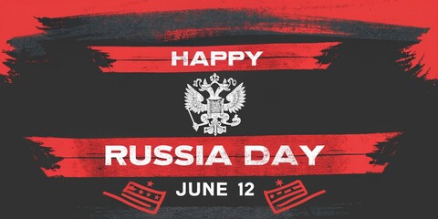 happy Russia day celebration banner with national flag and traditional border, perfect design for independence or national holiday event on June 12.