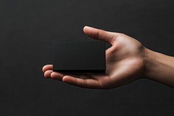 Hand holds blank black business card (2)