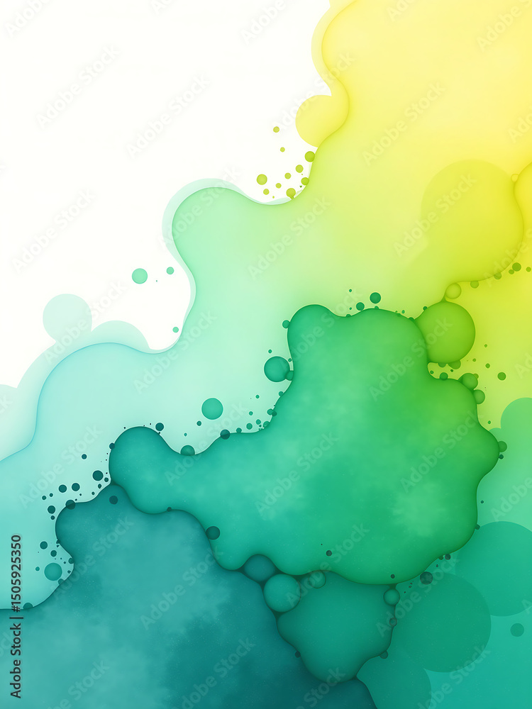 Aufkleber green blue yellow watercolor abstract artwork serves colorful background wide banner website headers