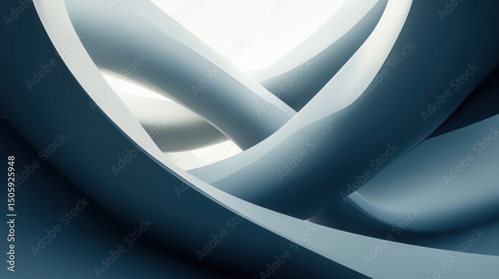 Poster abstract flowing shapes in soft gray and white tones creating a modern and minimalist design with cu