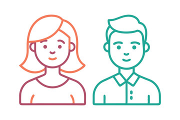 Simple Line Art Illustration of a Man and Woman Couple
