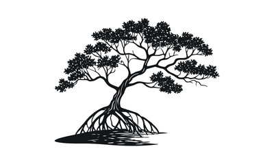 Mangrove tree icon silhouette vector.