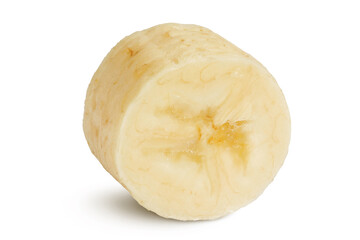 peeled banana isolated on white background