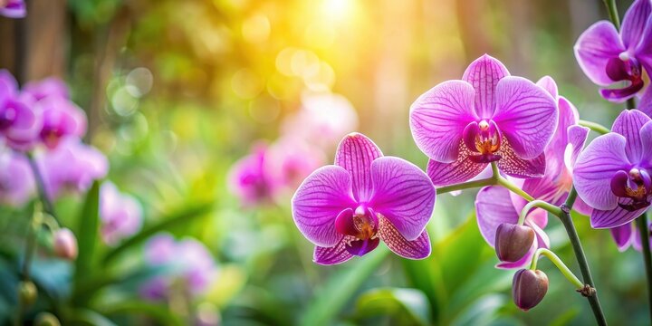 Orqu?dea com flores lil?s em jardim