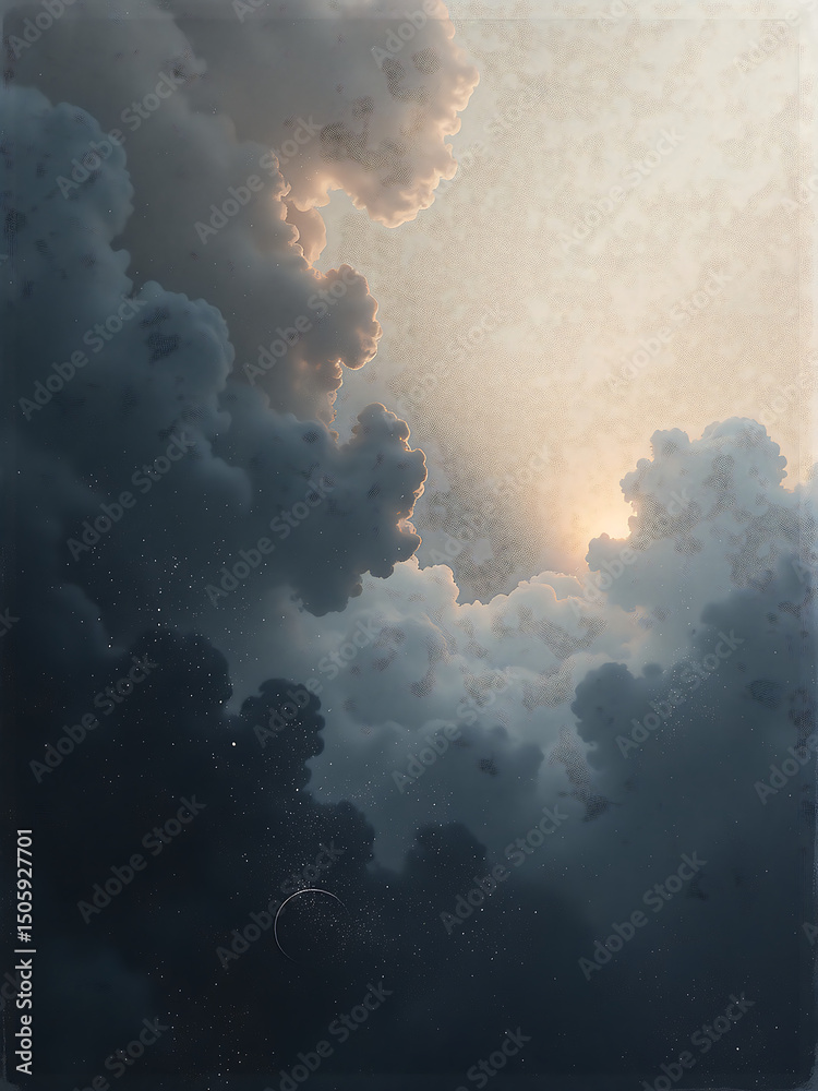 Poster minimalist abstract background features mix dark light tones subtle noise grains