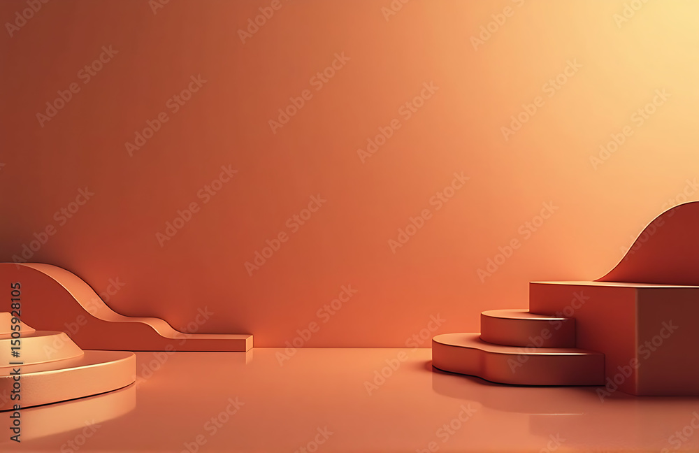 Aufkleber modern web banner features wide panoramic view gradient copper color background abstract geometric