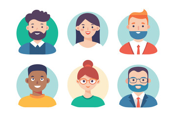 Diverse Cartoon People Avatars Set for Business Social Media and Profile