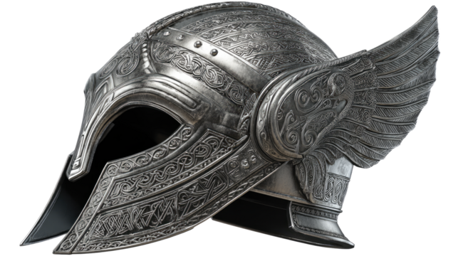 Ornate Viking Helmet with Intricate Winged Design