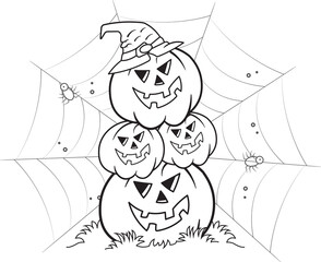 Spooky Halloween background featuring a spider and intricate web design