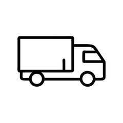 Outline Delivery Truck Icon in Black on White Background