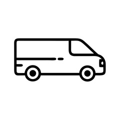 Minimalist Van Icon Outline – Delivery Transport Symbol Isolated
