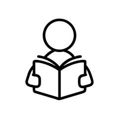 Person Reading Book Line Icon for Education, Study, and Learning Concepts