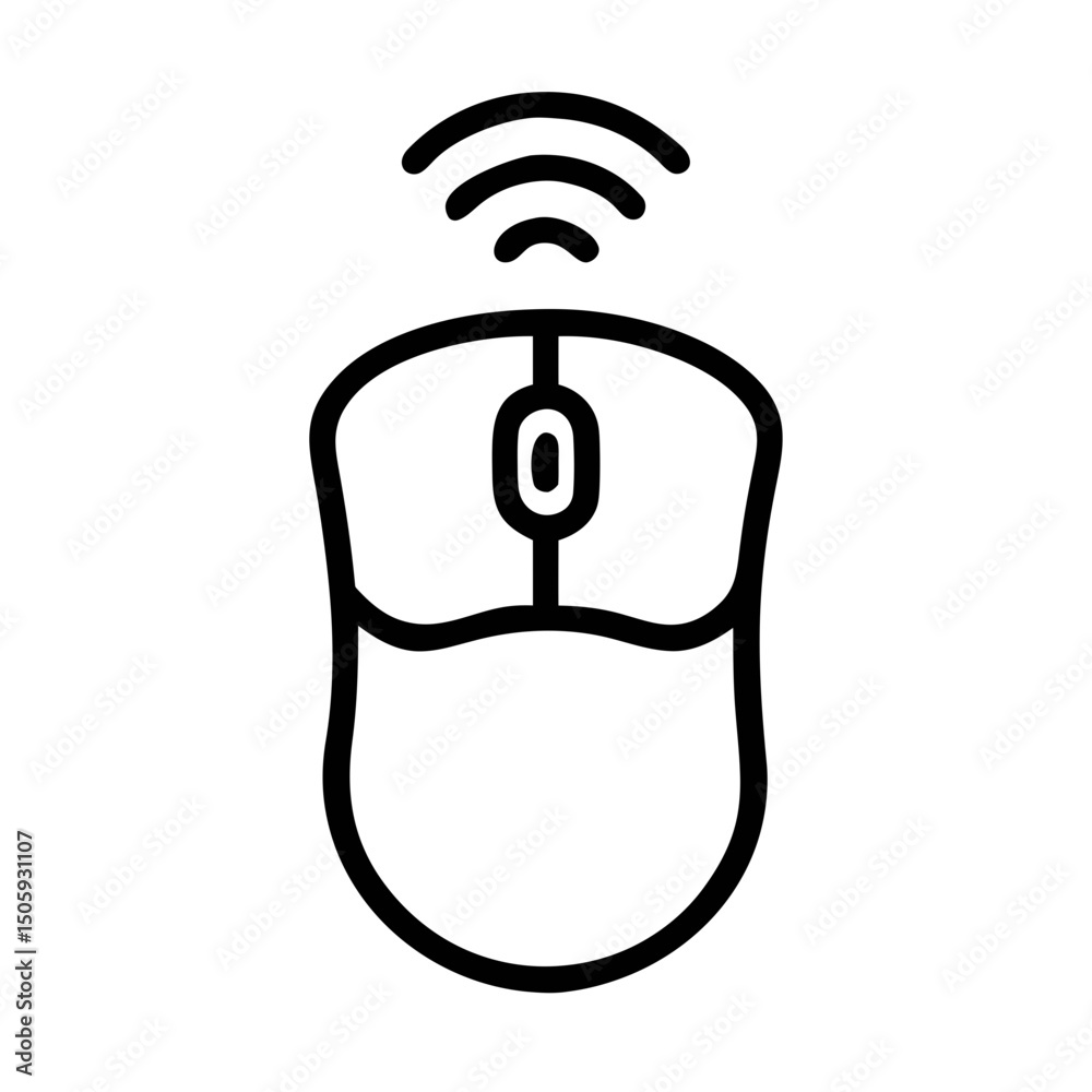 Fototapete Wireless Computer Mouse Icon Outline for Technology and Devices