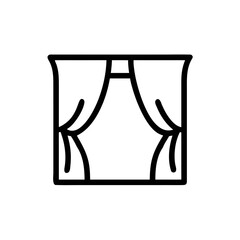 Curtain Window Icon Outline for Interior Design and Home Decor