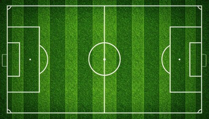 Fototapeta premium Vibrant green soccer field with crisp white lines, a stunning sports landscape lush