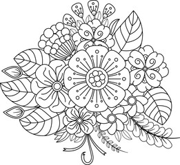 Abstract floral pattern with vintage vector flower illustration and seamless nature decoration