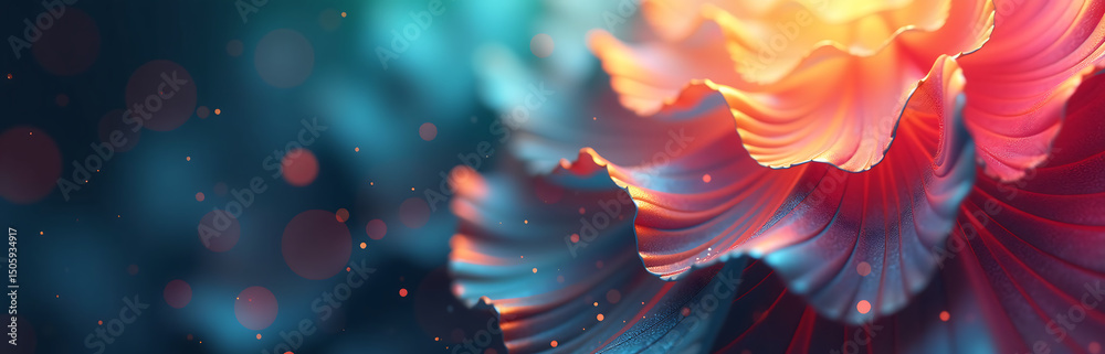 Poster vibrant intricate abstract design fills blurred colorful background subtle visual