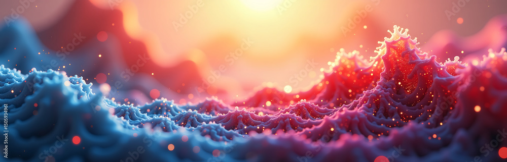 Poster vibrant intricate abstract design fills blurred colorful background subtle visual